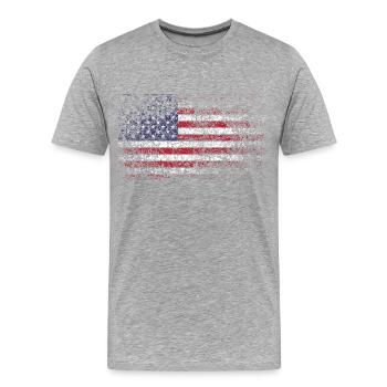 Verblasste US-Flagge vertikal - Männer Premium Bio T-Shirt - Grau meliert - Vorne - Damien (186cm)