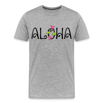 ALOHA - Men's Premium Organic T-Shirt - heather grey - Front - Damien (186cm)