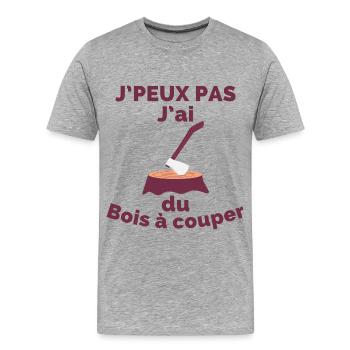 I can't I have wood to cut - Men's Premium Organic T-Shirt - heather grey - Front - Damien (186cm)