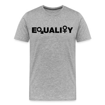 Égalité # - T-shirt bio Premium Homme - gris chiné - Devant - Damien (186cm)