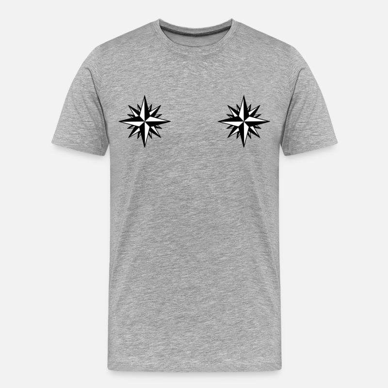 Kompass Winde Sterne - Männer Premium Bio T-Shirt - Grau meliert