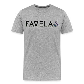 FAVELAS | Imprimé de style latino - T-shirt bio Premium Homme - gris chiné - Devant - Damien (186cm)