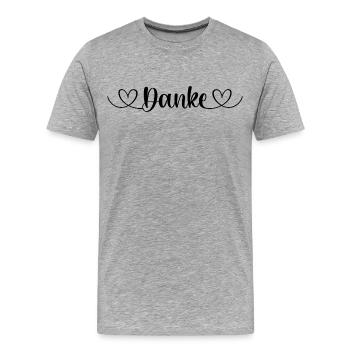 Danke sagen - Dankeschön - Vielen Dank - Danke - Männer Premium Bio T-Shirt - Grau meliert - Vorne - Damien (186cm)
