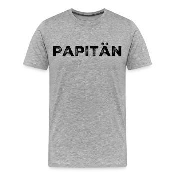 Papitän Vatertag bester Papa Anker - Männer Premium Bio T-Shirt - Grau meliert - Vorne - Damien (186cm)