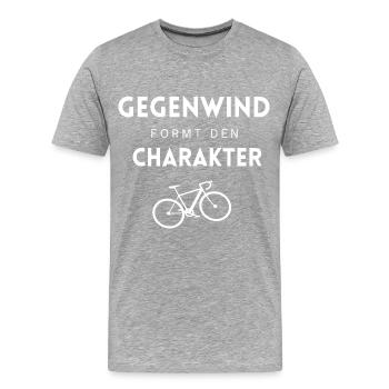 Gegenwind formt den Charakter - Männer Premium Bio T-Shirt - Grau meliert - Vorne - Damien (186cm)