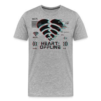 Heart: Offline – Glitch Corrupt Heart Connection - Men's Premium Organic T-Shirt - heather grey - Front - Damien (186cm)