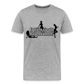 Er hätte sie alle haben können - Junggesellen - Männer Premium Bio T-Shirt - Grau meliert - Vorne - Damien (186cm)
