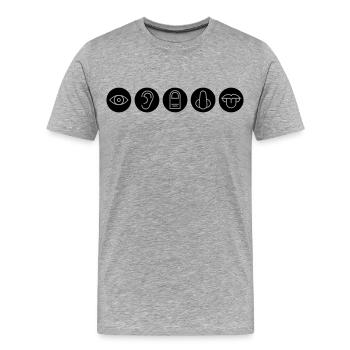 Cinq sens, organes sensoriels - T-shirt bio Premium Homme - gris chiné - Devant - Damien (186cm)