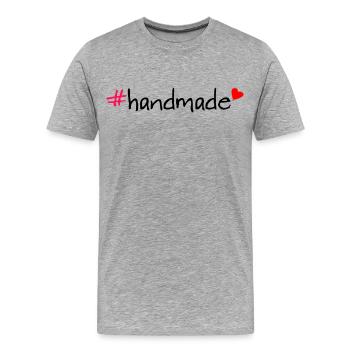 T-shirt hashtag fait main - T-shirt bio Premium Homme - gris chiné - Devant - Damien (186cm)