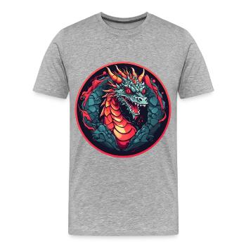 Feuerdrache Drachenportrait für Drachenfans Drache - Männer Premium Bio T-Shirt - Grau meliert - Vorne - Damien (186cm)