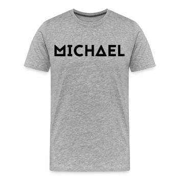 Prénom Michael - T-shirt bio Premium Homme - gris chiné - Devant - Damien (186cm)