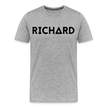 Prénom Richard - T-shirt bio Premium Homme - gris chiné - Devant - Damien (186cm)