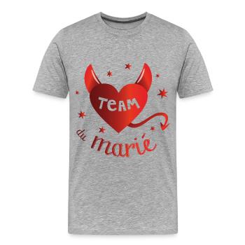 Team du marié, humour enterrement de vie de garçon - T-shirt bio Premium Homme - gris chiné - Devant - Damien (186cm)