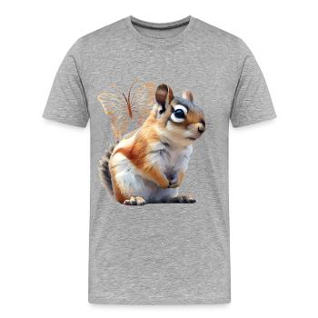 Fliegendes Eichhörnchen - Männer Premium Bio T-Shirt - Grau meliert - Vorne - Damien (186cm)