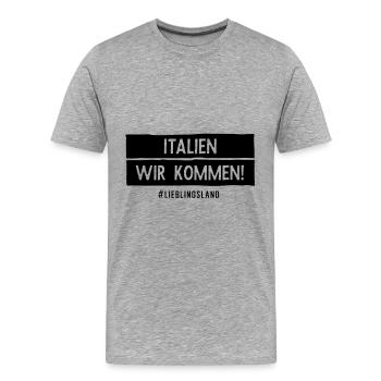 Auswandern nach Italien Urlaub Reise coole Sprüche - Männer Premium Bio T-Shirt - Grau meliert - Vorne - Damien (186cm)