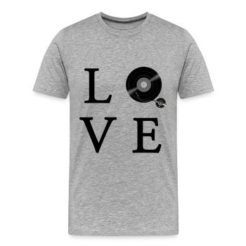 Love Dj Music Discjockey - Männer Premium Bio T-Shirt - Grau meliert - Vorne - Damien (186cm)