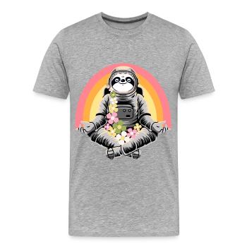 Faultier macht Yoga - Männer Premium Bio T-Shirt - Grau meliert - Vorne - Damien (186cm)