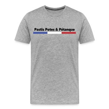 PASTIS POTES PÉTANQUE FRANKREICH BBR - Männer Premium Bio T-Shirt - Grau meliert - Vorne - Damien (186cm)