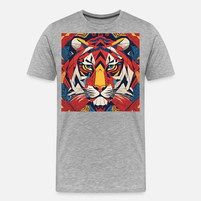 Heller Tiger - Männer Premium Bio T-Shirt - Grau meliert