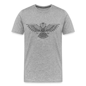 hibou graphique - T-shirt bio Premium Homme - gris chiné - Devant - Damien (186cm)