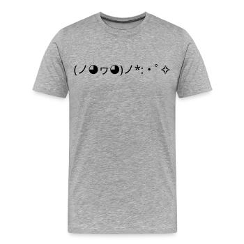 Joie Émoticon (ノ◕ヮ◕)ノ*:・゚✧ Confettis - T-shirt bio Premium Homme - gris chiné - Devant - Damien (186cm)