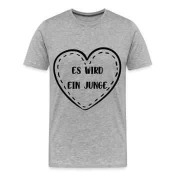 Es wird ein Junge! - Männer Premium Bio T-Shirt - Grau meliert - Vorne - Damien (186cm)