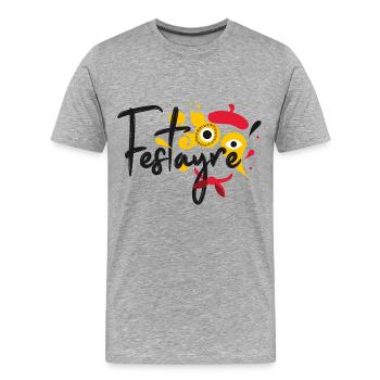 Festayre, béret et foulard rouge, faire la fête ! - T-shirt bio Premium Homme - gris chiné - Devant - Damien (186cm)