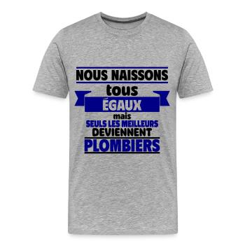 Les meilleurs plombiers - T-shirt bio Premium Homme - gris chiné - Devant - Damien (186cm)