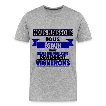 Les meilleurs vignerons - T-shirt bio Premium Homme - gris chiné - Devant - Damien (186cm)