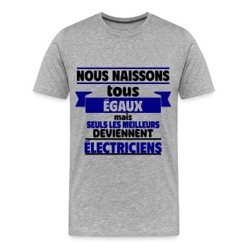 Les meilleurs électriciens - T-shirt bio Premium Homme - gris chiné - Devant - Damien (186cm)