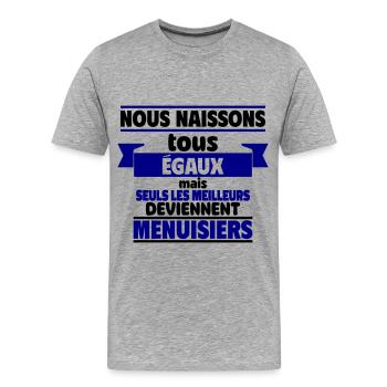 Les meilleurs menuisiers - T-shirt bio Premium Homme - gris chiné - Devant - Damien (186cm)
