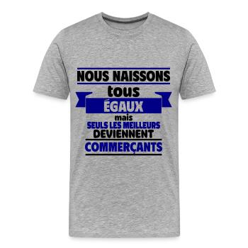 Les meilleurs commerçants - T-shirt bio Premium Homme - gris chiné - Devant - Damien (186cm)
