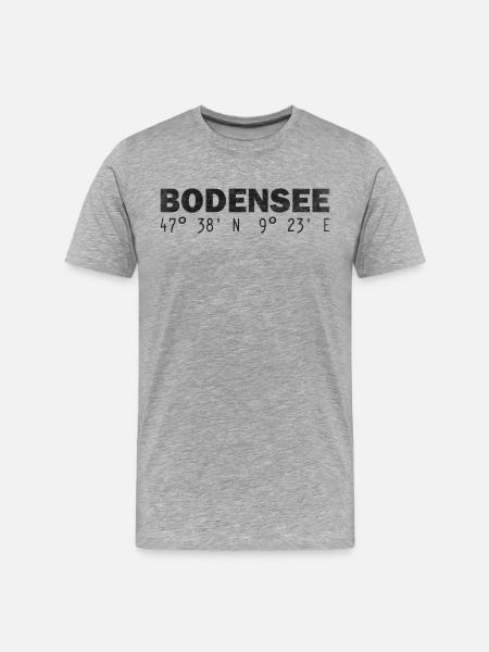 Bodensee Koordinaten - Männer Premium Bio T-Shirt - Grau meliert