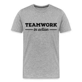 Teamwork - Männer Premium Bio T-Shirt - Grau meliert - Vorne - Damien (186cm)