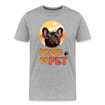 FIER DE PET - T-shirt bio Premium Homme - gris chiné - Devant - Damien (186cm)