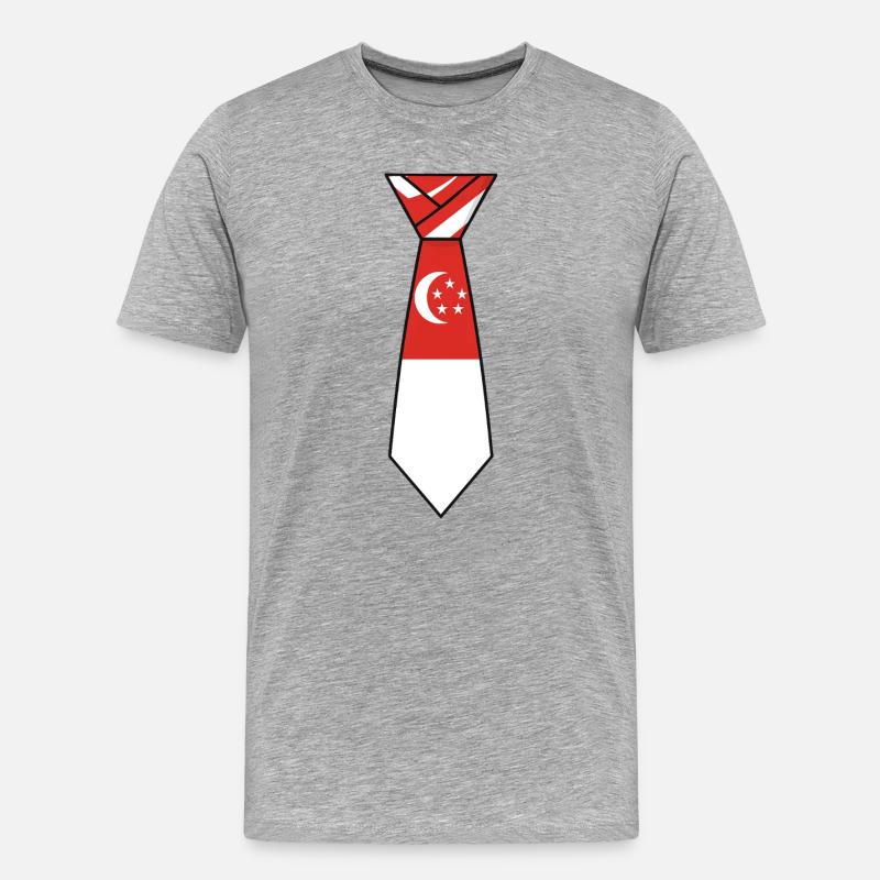 Cravate de Singapour – Conception du drapeau - T-shirt bio Premium Homme - gris chiné