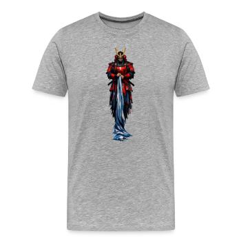 Manteau de Samouraï Guerrier Rouge - T-shirt bio Premium Homme - gris chiné - Devant - Damien (186cm)