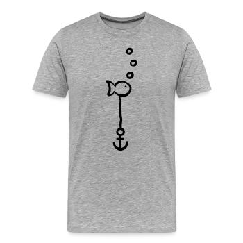 Fisch mit Anker - Männer Premium Bio T-Shirt - Grau meliert - Vorne - Damien (186cm)