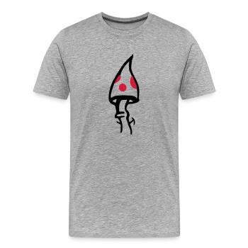 Lächelnder Fliegenpilz - Männer Premium Bio T-Shirt - Grau meliert - Vorne - Damien (186cm)
