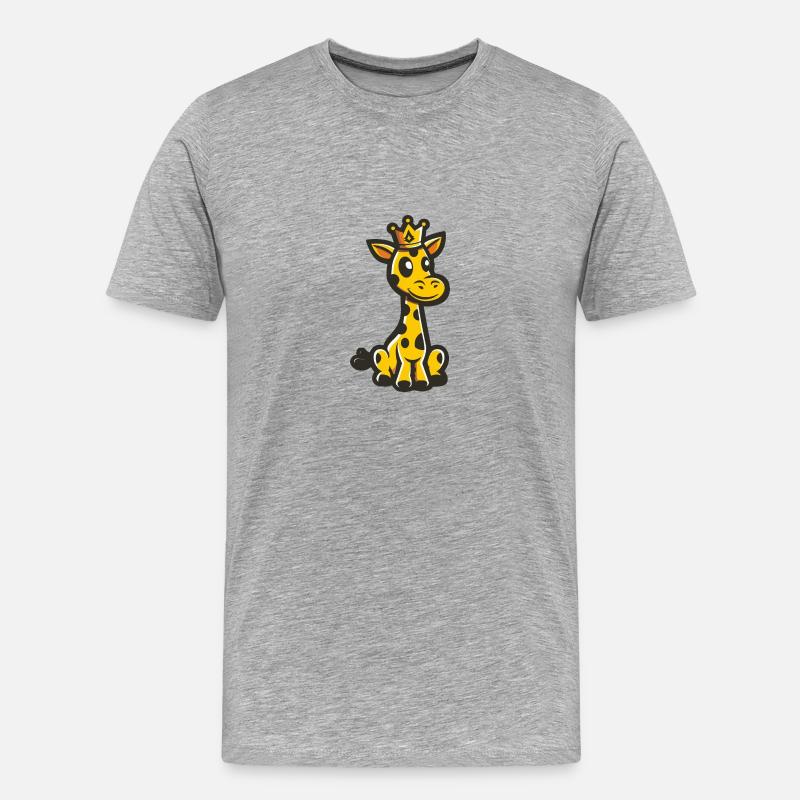Giraffe Comic Krone - Männer Premium Bio T-Shirt - Grau meliert
