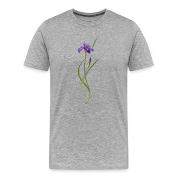 Iris dans le style zen japonais - T-shirt bio Premium Homme - gris chiné - Devant - Damien (186cm)