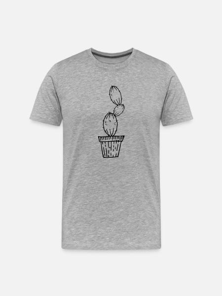 Hand-painted cactus - Men's Premium Organic T-Shirt - heather grey