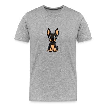Doberman Hund Comic Baby - Männer Premium Bio T-Shirt - Grau meliert - Vorne - Damien (186cm)