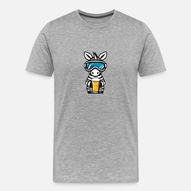 Zebra Ski Bier - Männer Premium Bio T-Shirt - Grau meliert