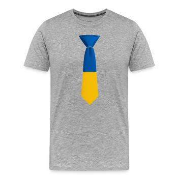 Blau-gelber Farbblock bindet - Männer Premium Bio T-Shirt - Grau meliert - Vorne - Damien (186cm)