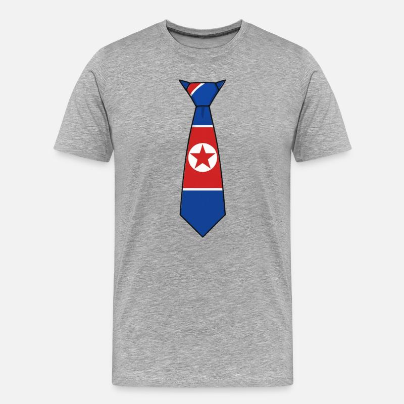 North Korea Tie – Flaggendesign - Männer Premium Bio T-Shirt - Grau meliert