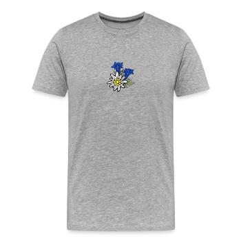 edelweiss_mit_enzian - Männer Premium Bio T-Shirt - Grau meliert - Vorne - Damien (186cm)