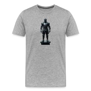 Dark Knight Armor Krieger-Silhouette - Männer Premium Bio T-Shirt - Grau meliert - Vorne - Damien (186cm)