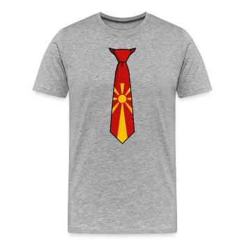 Macedonia Tie – Flaggendesign - Männer Premium Bio T-Shirt - Grau meliert - Vorne - Damien (186cm)