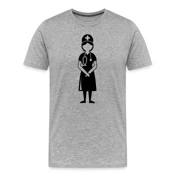 Krankenschwester Doktor - Männer Premium Bio T-Shirt - Grau meliert - Vorne - Damien (186cm)